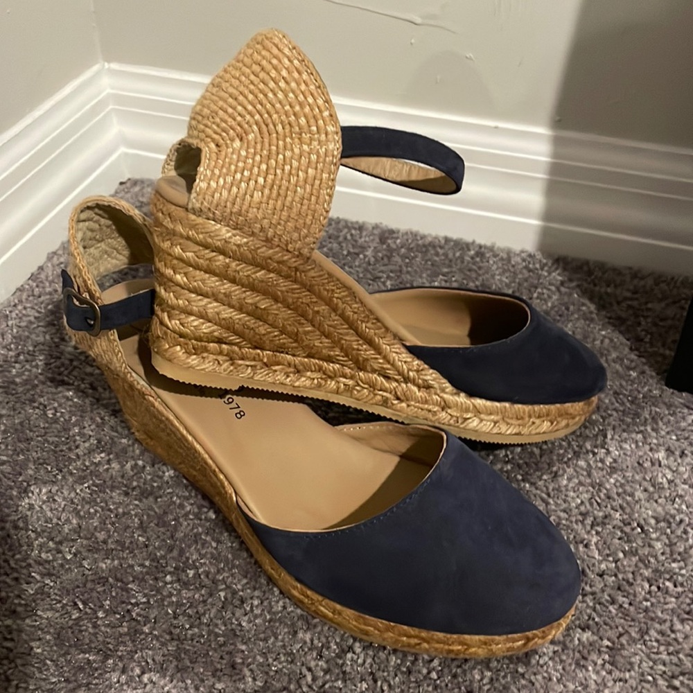 Blue suede wedges. Worn only twice